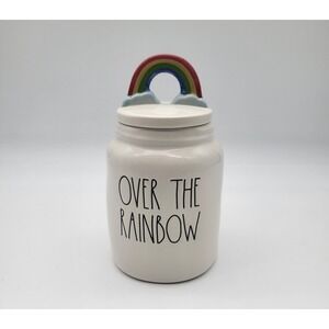 Rae Dunn "Over the Rainbow" Jar Canister Ceramic Cloud Rainbow Lid Storage
